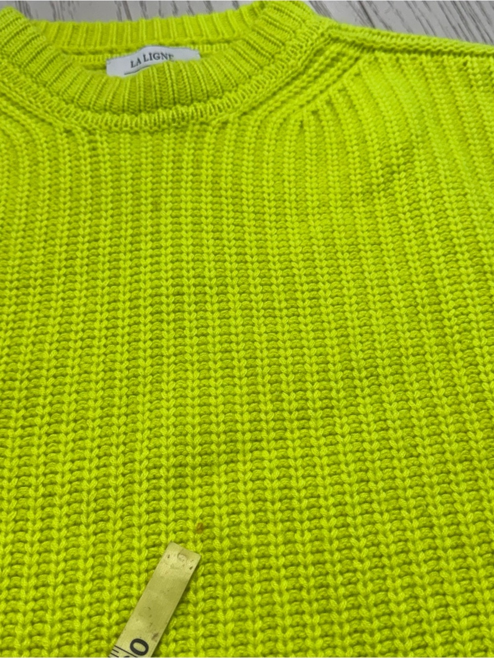 La Ligne Neon Lime Ribbed Crewneck Sweater - Picture 6 of 12